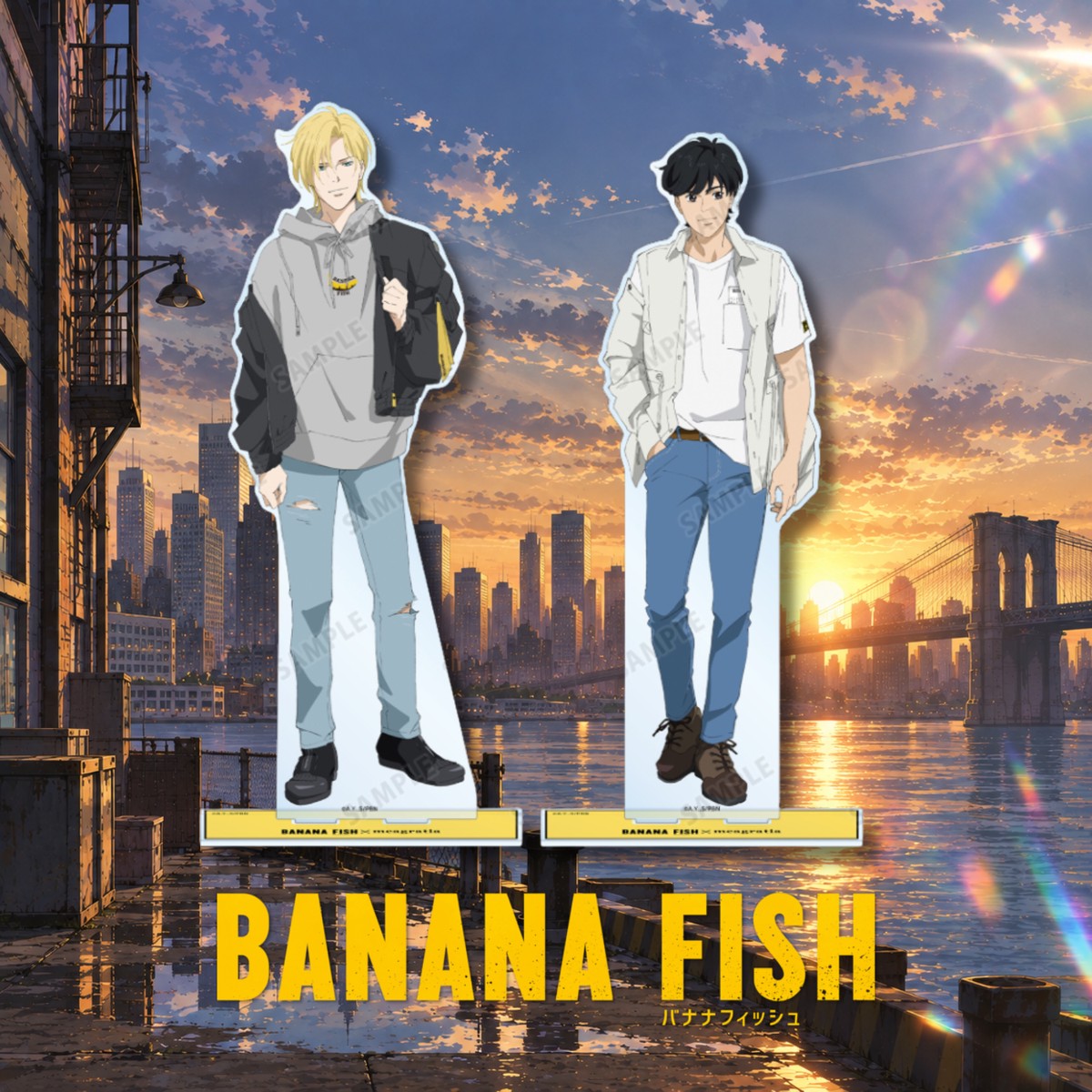 [Special Bundle] Banana Fish – Meagratia Collaboration Original Illustration Casual Clothes ver. Extra-Large Acrylic Stand (2 Types) [Pre-Order Mid Dec 2026]